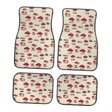 Print Colorful Car Floor Mats for Most Cars Sedan SUV Apricot Mushrooms