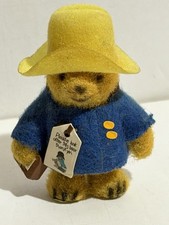 Vintage MINI FLOCKED PADDINGTON BEAR Figure Eden Toys 2.5"