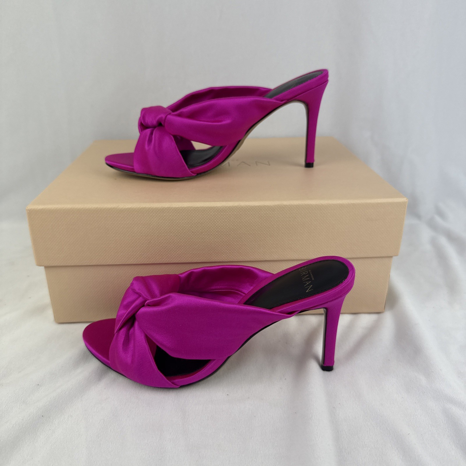 Alexandre Birman Sofia Satin Sandal Royal Stain Neon Pink 35.5 5 US