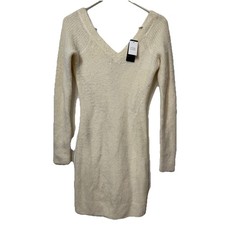 Abercrombie & Fitch Women’s V-Neck Soft Ivory Sweater Dress Small NWT