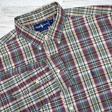 Polo Ralph Lauren Mens Plaid Cotton Long Sleeve Button Down Shirt Sz XL