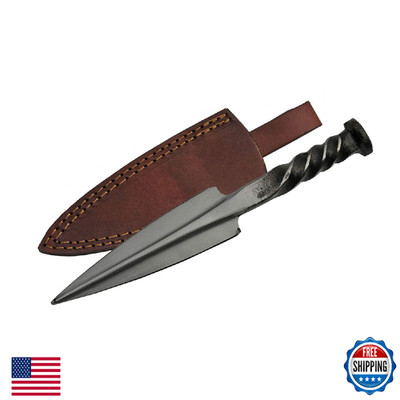 SZCO Hand-Forged Railroad Spike Spear Dagger 10'' Carbon Steel Arrow-Tip Blade