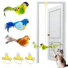 3 Pack Interactive Cat Toys with Chirping Bird Sound Door Frame Cat Toy Han...