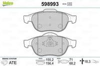 Valeo Bremsbelagsatz Scheibenbremse 598993 FüR JZ0 Renault Megane JM0 ScÉNic 2 3