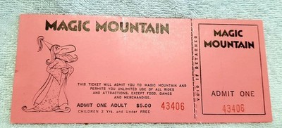 Vintage, Original and INTACT Six Flags Magic Mountain ticket from 1972 ...