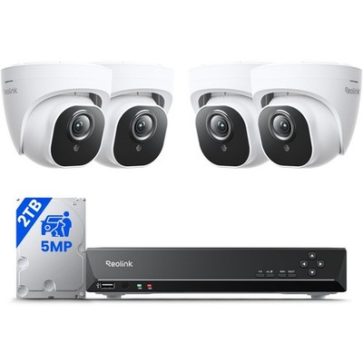 REOLINK Smart 5MP 8CH Home Security Camera System 4pcs Wired PoE IP Cameras