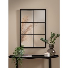 Black Window Mirror Wall Decor Grid Frame Modern Hallway Living Room 42x70cm