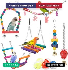 Bird Parakeet Toys - Swing Hanging Standing Chewing Hammock Climbing Ladder Bird