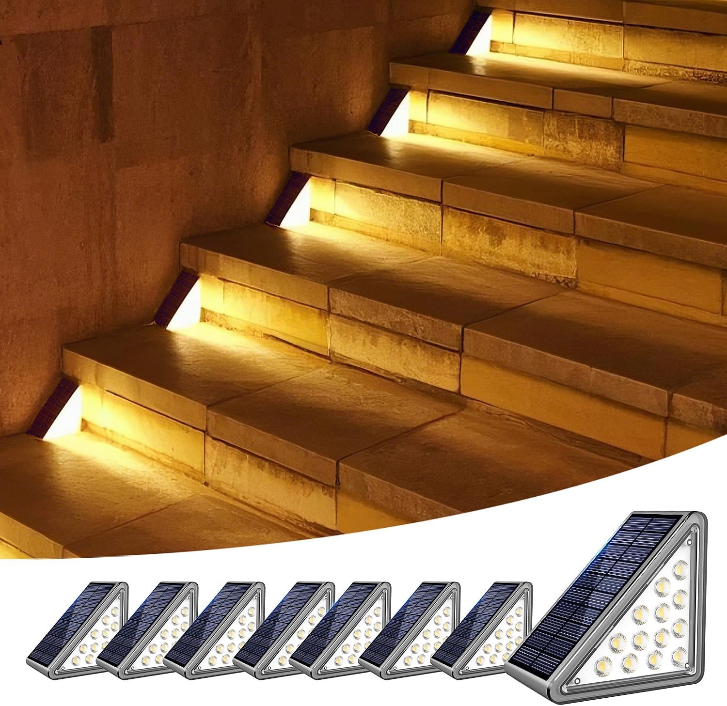 Solar Step Lights Outdoor Stair Lights, Deck 4.34*3.25*2.19in, Gray