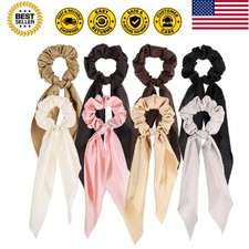 8PCS Satin Bow Scrunchies for Women and Girls, Ribbon Hair Ties