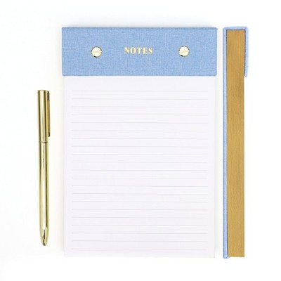 Lined Notepad, Aesthetic Linen Memo Pad with Matching Gold Gel Pen, 125 Sheet...