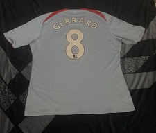 Men’s XL Liverpool 2008/09 Away Football Jersey Grey LFC Adidas  Shirt GERRARD 8