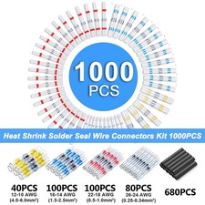 1000Pcs Solder Stick Heat Shrink Solder Seal Sleeve Butt Wire Connectors Kit