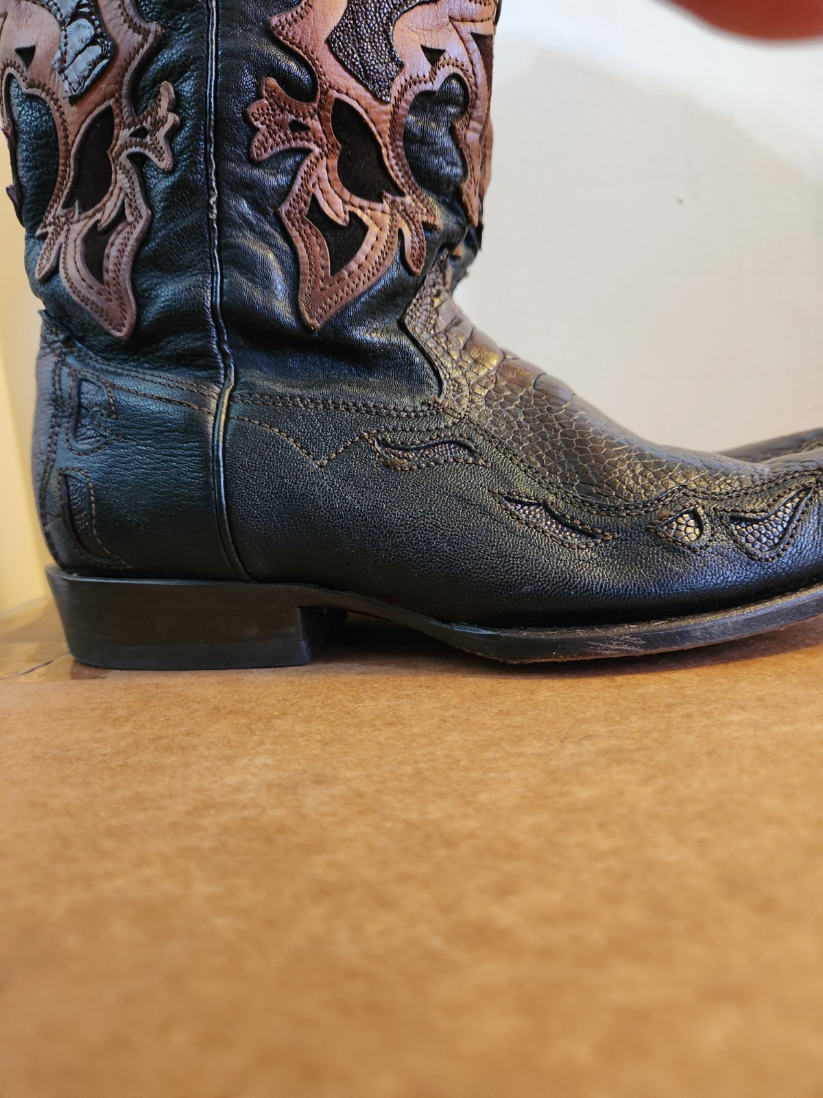 CUADRA TWO TONE BROWN PYTHON COWBOY BOOTS,  Size 9 - image 4