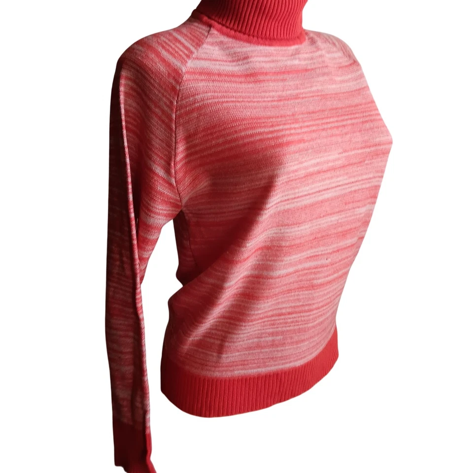 Top vintage años 70 para mujer cuello alto mediano naranja quemado acrílico tejido mantecoso  Foto 3 de 4