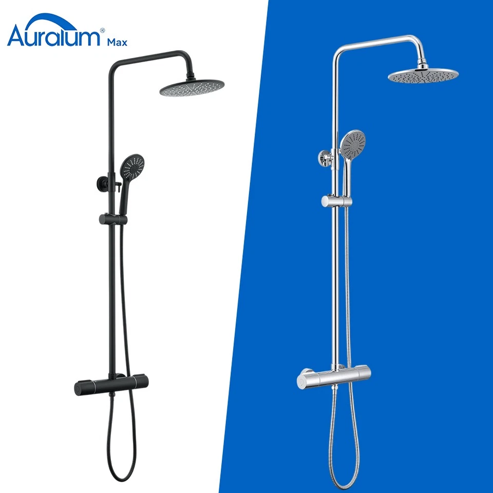 AURALUM MAX Duschsystem mit Thermostat Duscharmatur Massage Regendusche Duschset Handbrause