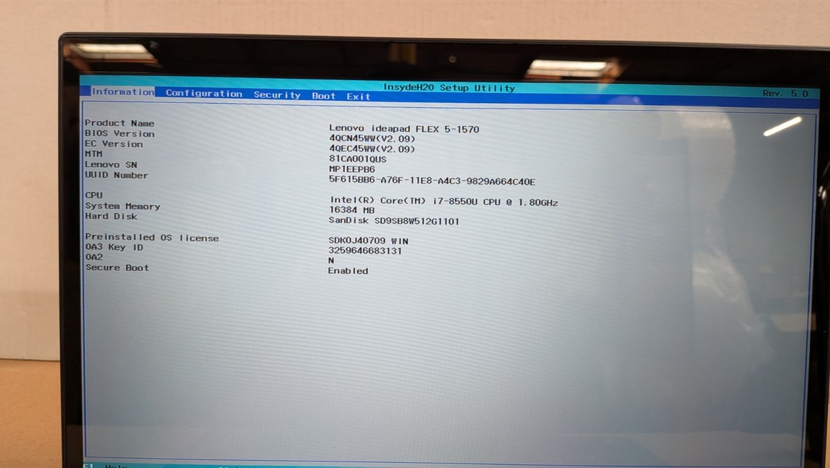 Lenovo ideapad FLEX 5-1570 81CA I7-8550U 15.6 Touch 2 in 1 16GB