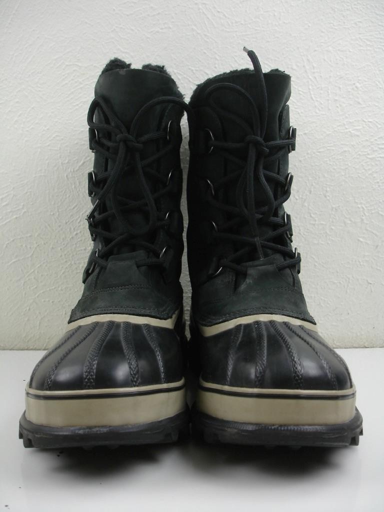 Men's 13 M Sorel Caribou Black Waterproof Leather Winter Snow Boots NM1000-014 image 9