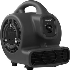 XPower P-80A Mini Mighty Centrifugal Air Mover Carpet 600CFM, Black 