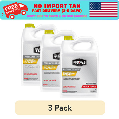 Super Tech Extended Life Prediluted 50/50 Antifreeze/Coolant, 1-Gallon, 3 pack