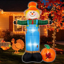 8FT Fall Inflatables Outdoor Decorations, Harvest Scarecrow Inflatable with Pump