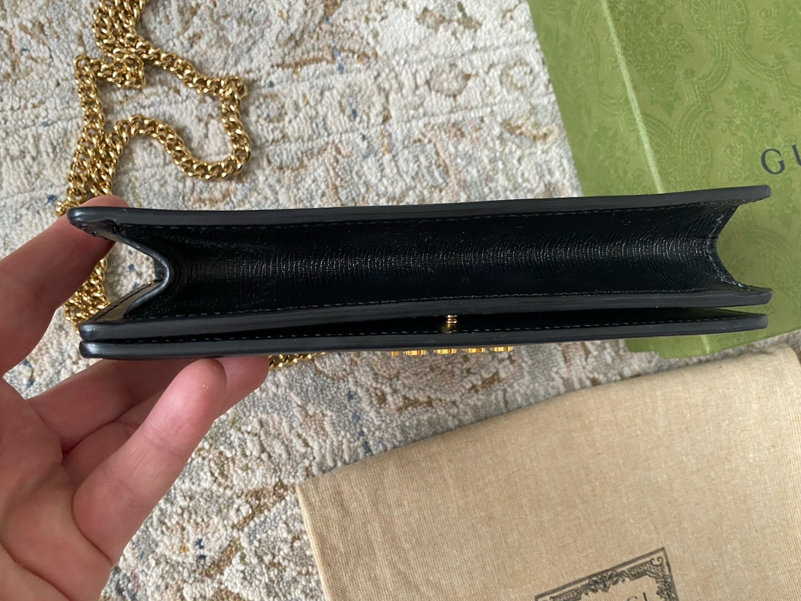 Authentic Gucci Double G Script Black Wallet On T… - image 4