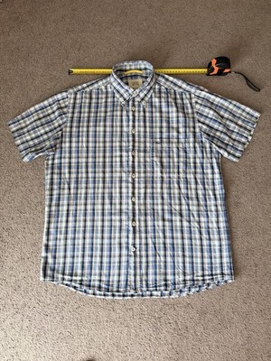 Camel Active Checked Short Sleeve Shirt Size M   Blue 100% Cotton Men s Shirt