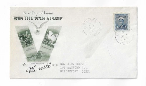 Canada 1942  5c War issue on FDC with a better patriotic cachet