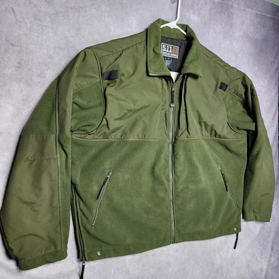 5.11 Tactical Series Green Fleece Lined Jacket Men's 2XL Warm Outdoor Gear - Image 2 of 4