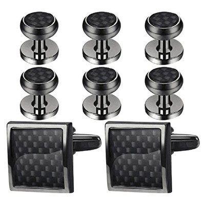 8 Pcs Tie Clip Set Tuxedo Shirt for Men Cofflink