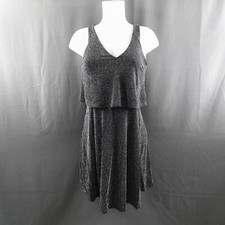 Express Womens Mini Dress Small Black Glitter Retro Glam Sparkle Party Indie