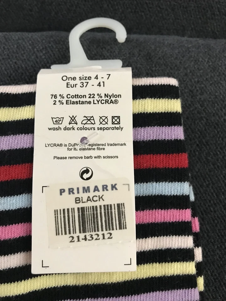 PRIMARK women's Knee Highs Socks Sz 4-7 UK , Eur 37-41 Black color with LYCRA - Image 4 of 4