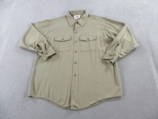 VINTAGE Dickies Shirt Mens 17-17.5 Khaki Tan Made in USA Work Button Up Twill