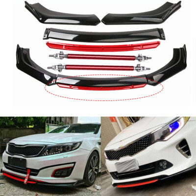 For Kia K5 Optima EX LX 16-21 Front Bumper Lip Splitter Spoiler Glossy Black+Red