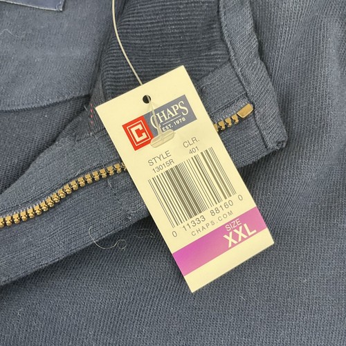 Nuevo con etiquetas Chaps Azul 1/4 Cuarto Cremallera Pullover Top XXL 2XL Pana Codo Parche Algodón - Imagen 6 de 9