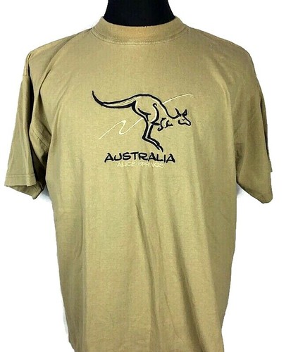 Oz Australian Design Embroidered Kangaroo Men beige Short Sleeve T Shirt Sz.XXL - Picture 4 of 10