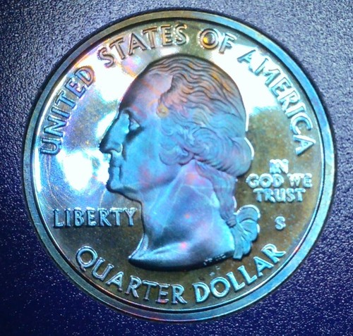 2005 S RAINBOW TONED U S Mint 50 State Quarter Set (5Coin & Case) NO BOX or COA - Picture 10 of 11