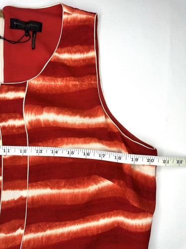 NWT Donna Karan Striped Handkerchief-Hem Dress in Red-Orange Size Large - Picture 5 of 8