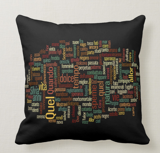 Cuscino Frase Poesia Giacomo Leopardi A Silvia Citazione Artwork Dedica Ebay