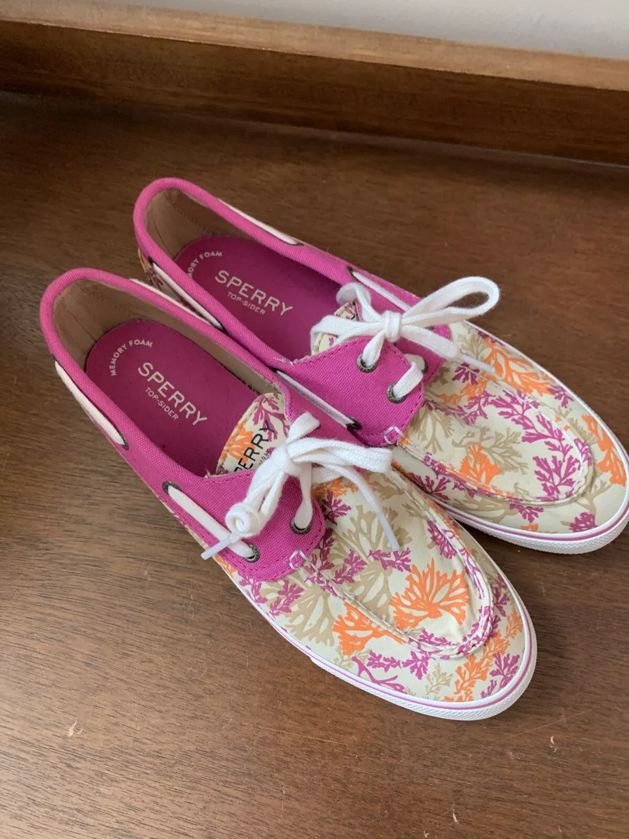 NWOB Sperry Women s Floral Top Sider Memory Foam Boat Shoes Size 9M