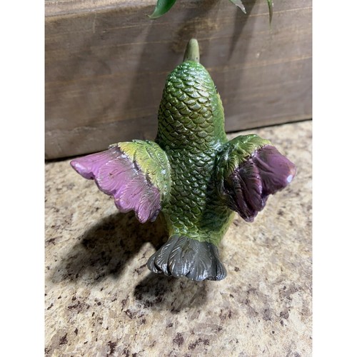 Green & Lite Pink Hummingbird Spring Bird Figurine Resin Hummingbird Decor U38 - Picture 4 of 4