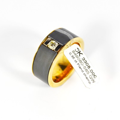 585 Yellow Gold Ring with Diamond 0.35ct. Champ./Si Flanders cut size 62