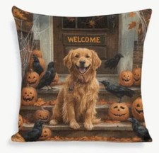 Golden Retriever Fall Leaves Double Sided Throw Pillow Cover Holiday Home Decor