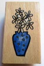 Whispers Sugar Loaf Product Daisy Flower In A Vase Pot Wooden Rubber Stamp