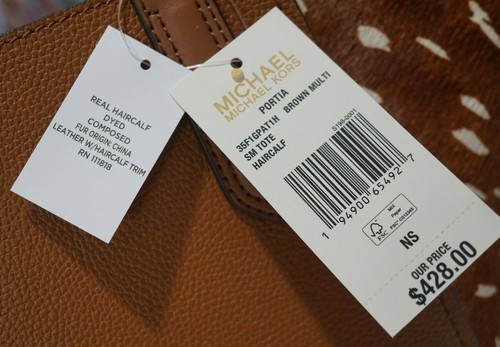 NUEVO CON ETIQUETAS MICHAEL KORS PORTIA PEQUEÑO Bolso de Mano en MARRÓN MULTI Cuero Becerro Dorado - Imagen 10 de 12