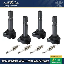 4 Ignition Coils Pack UF582 and 4 Spark Plug For 2006-2011 Honda Civic l4 1.8L