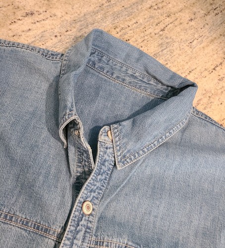 New! Free People Zodiac Size XL Denim Chambray One Piece Romper Moon Blue Snap - Picture 13 of 18