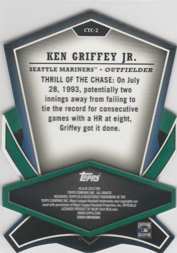 KEN GRIFFEY JR. Topps DIE-CUT To The Chase INSERTAR TARJETA DE BÉISBOL Seattle Mariners - Imagen 2 de 2