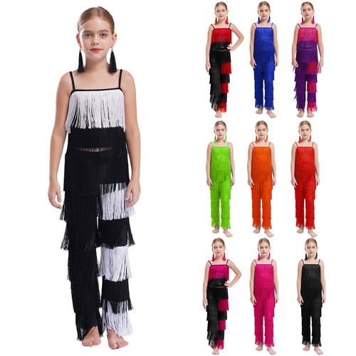 Girls Outfits Dress-up Crop Tops And Pants Show Costumes Solo Dancewear Teens - Picture 4 of 88
