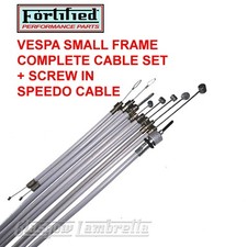 Vespa PK 50/100/125 FRICTION FREE CABLE SET inc SPEEDO Screw In Type GREY TEFLON